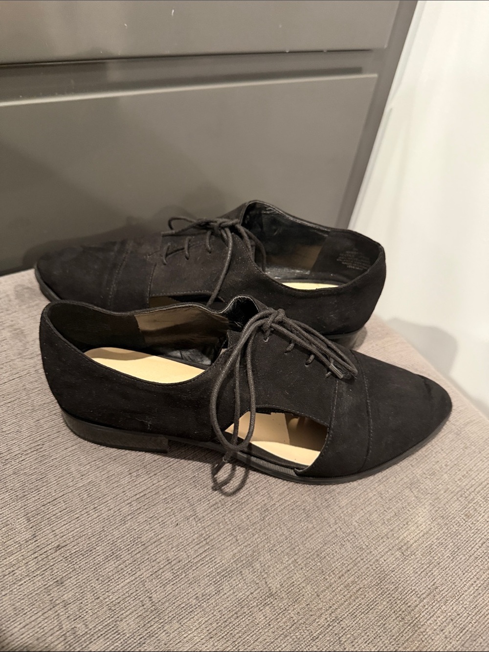 Nine West 9M Black Suede Lace-Up Women Shoes